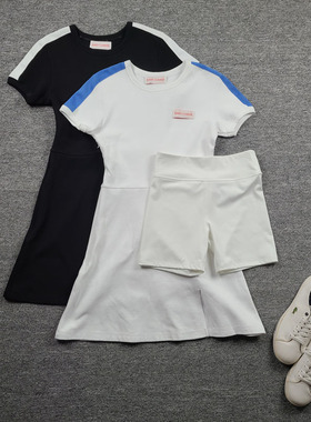 4610鱼 网球运动两件套 连衣裙+防走光裤 优雅开叉速干运动短裙