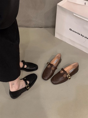 玛丽珍平底方头单鞋2023春秋新款