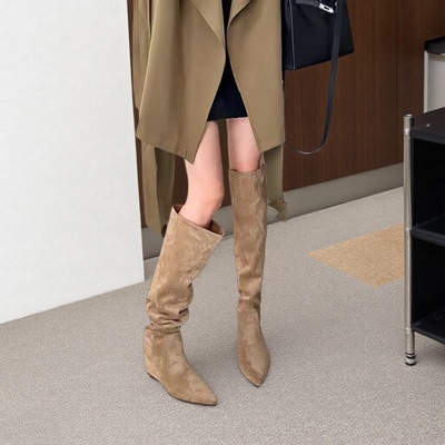 韩版时装靴法式欧美尖头气质堆堆