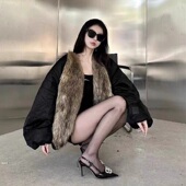 细跟尖头性感黑色高级感一字扣包头单鞋 2025秋季 双b水钻扣高跟鞋