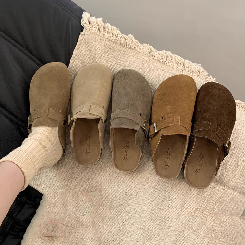 厚底复古包头半拖2024秋冬新款女