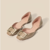 2025年夏季 女 浅口方头方扣中空包头气质百搭平底鞋 新款 仙女风单鞋