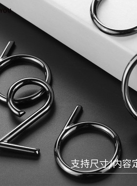 亮面镜面铜字黄铜金属立体字球面三维数字家用门牌号别墅个性设计数字房号牌酒店民宿简约标识牌导视牌标识牌