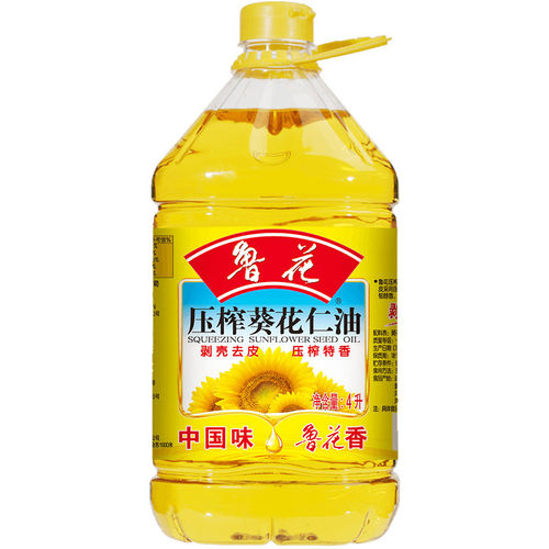 鲁花压榨葵花仁油4L 桶装家用炒菜葵花仁油食用油