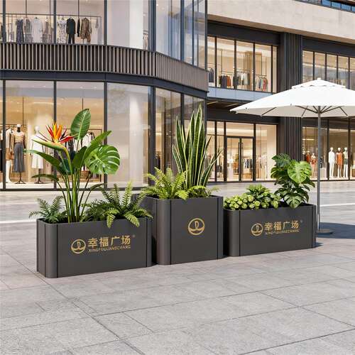 户外不锈钢花箱市政广场方形隔断室外花槽庭院酒店铁艺金属种花钵