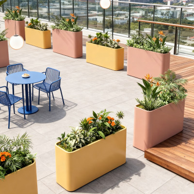 户外不锈钢铁艺花箱店铺门口围栏