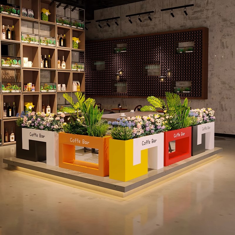 室外摆售楼部隔断花槽商业街