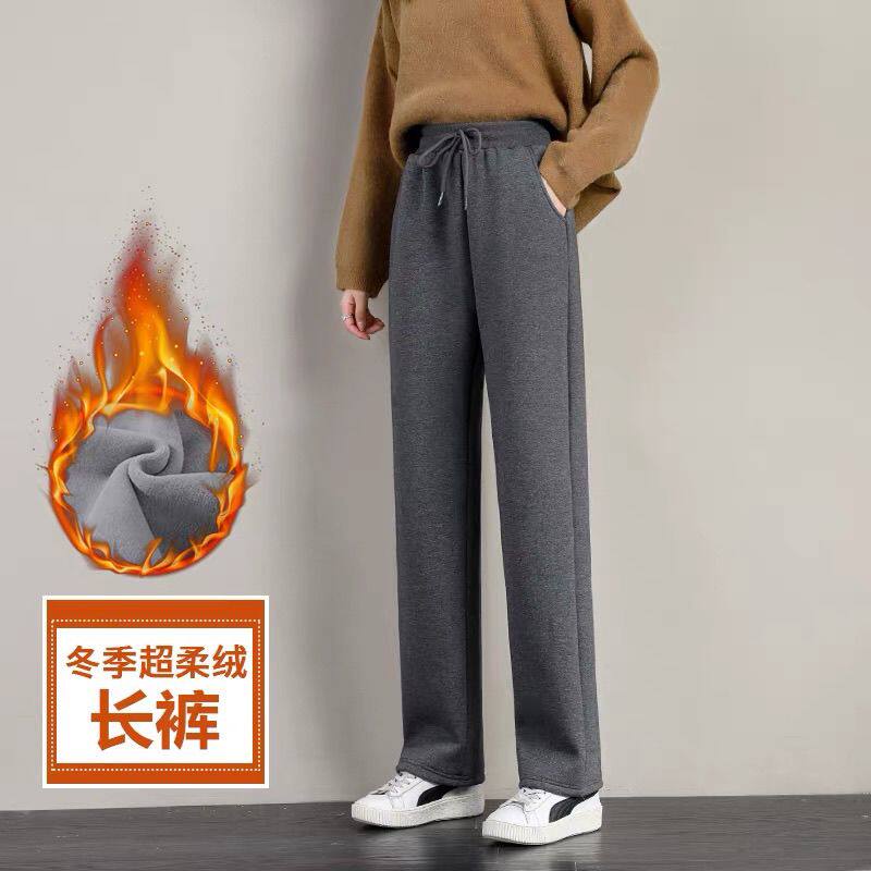 加绒加厚裤子裤女宽松羊