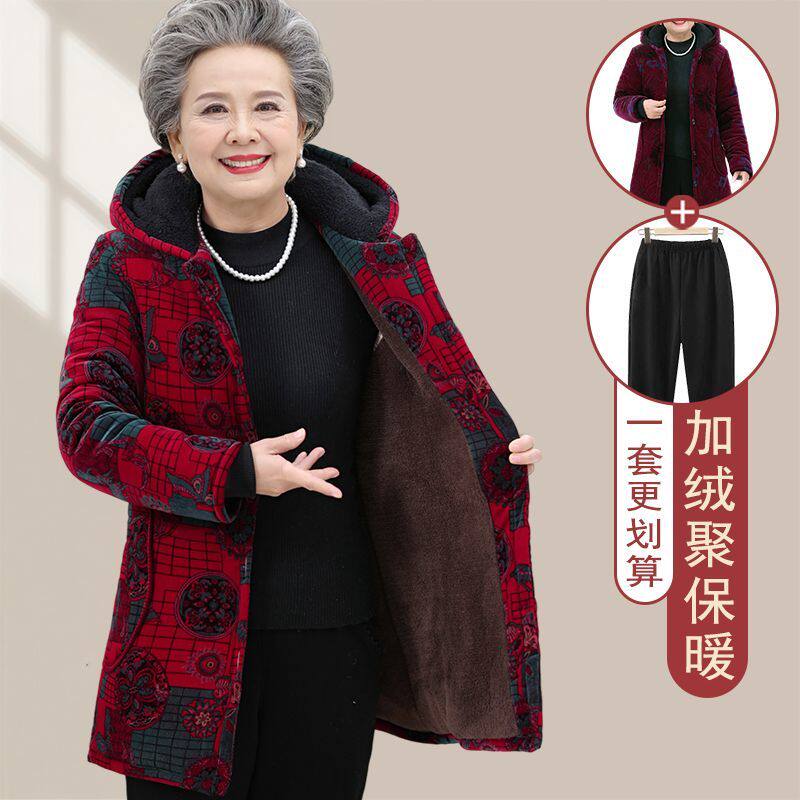 奶奶冬装棉衣加绒中老年