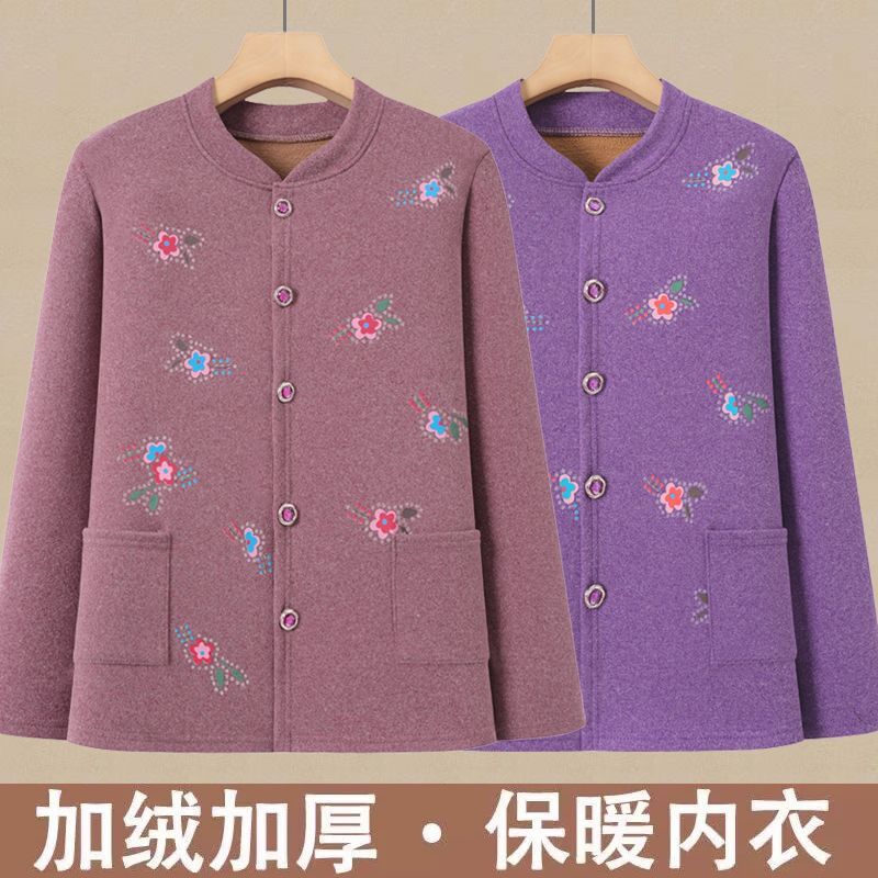 中老年妈妈开衫保暖上衣