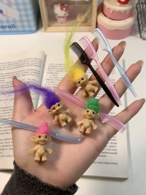 魔发精灵公仔迷你长发小丑娃毛孩创意塑料扭蛋巨魔娃娃玩偶小玩具