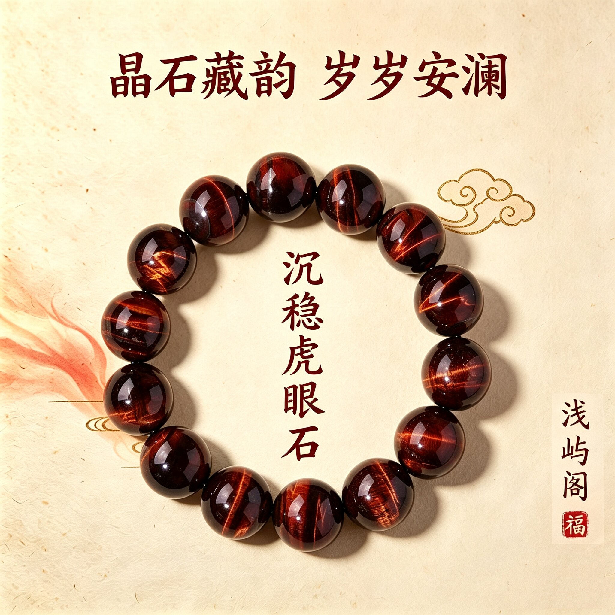 手串红虎眼散珠本命年水晶虎睛
