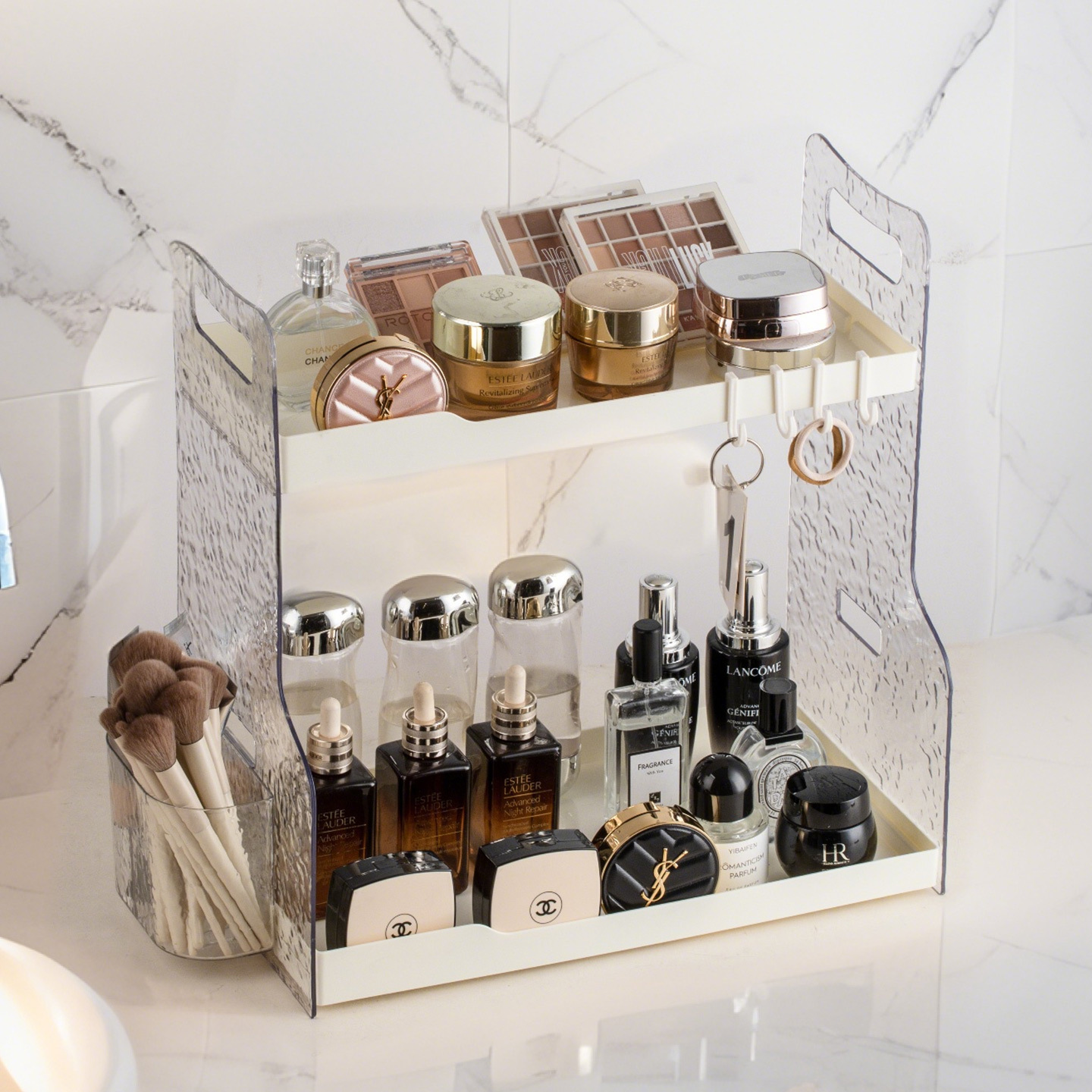 桌面透明亚克力抽屉收纳盒化妆刷防尘分格整理口红置物架化妆品