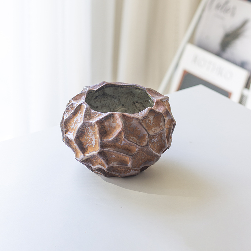 乐梦 侘寂风山石陶瓷花瓶玄关摆件装饰品酒店民宿创意艺术花器