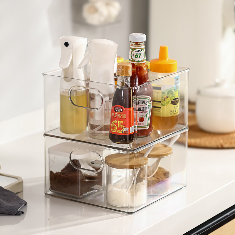 透明收纳盒亚克力厨房桌面冰箱整理箱手提零食品储物筐多功能