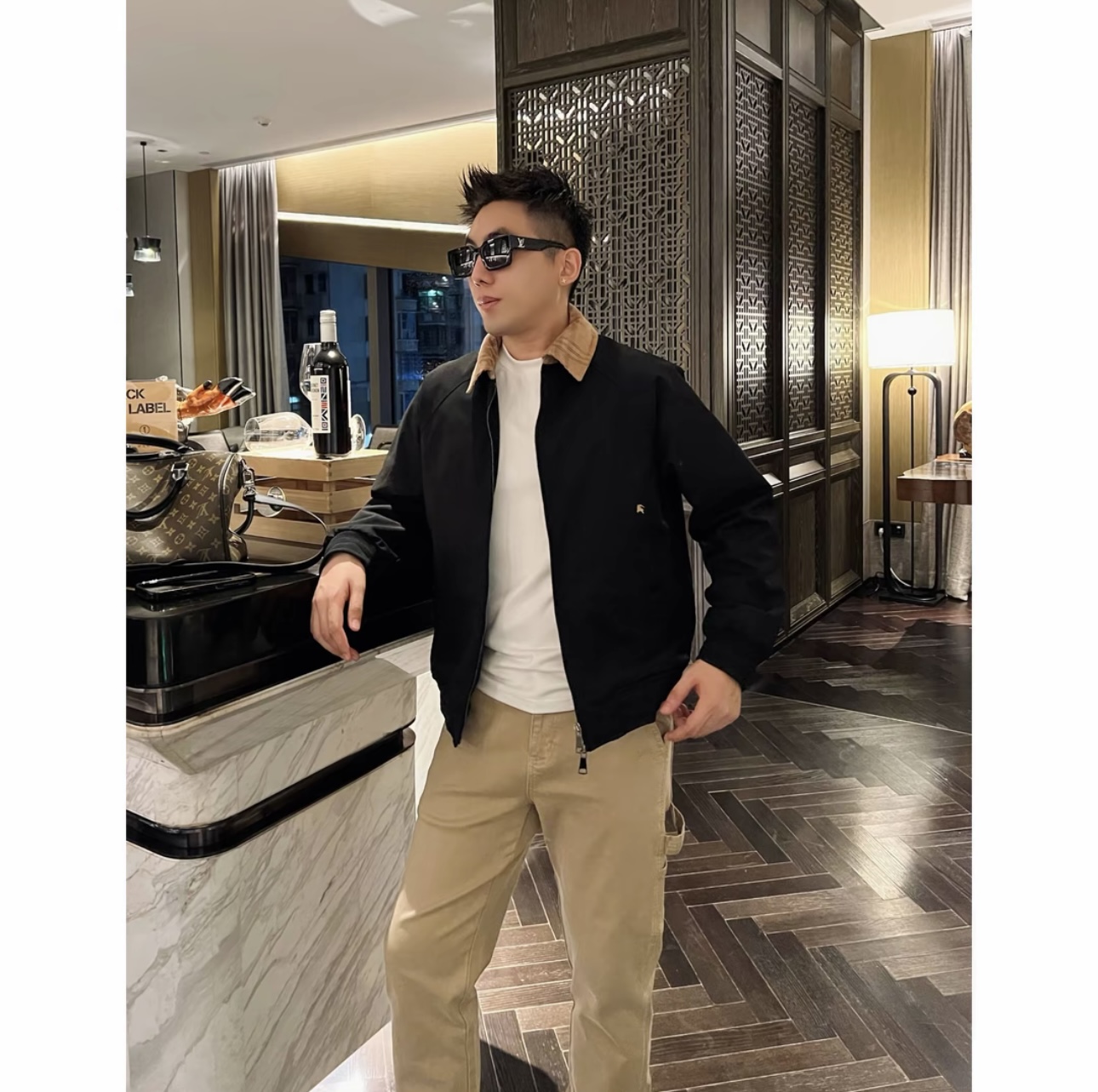 【烈火小马】秋冬棉服加厚立体翻领格纹保暖夹克外套棉衣25434