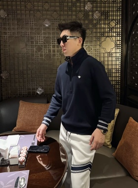 【丛林拉链卫衣】秋季半拉织带立领长袖蜜蜂刺绣休闲长袖上衣383