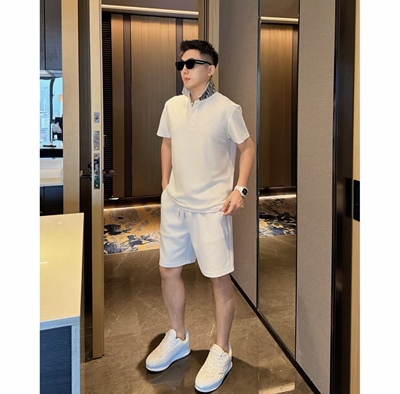 【提花POLO衫套装】26夏季老钱刺绣休闲短袖T恤套装短裤子539