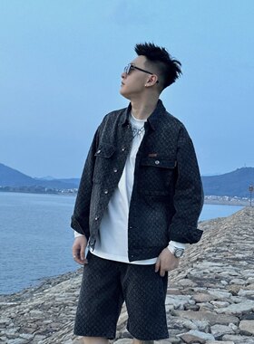 时尚磨破2023秋季新款男士磨破休闲时尚软牛仔夹克外套