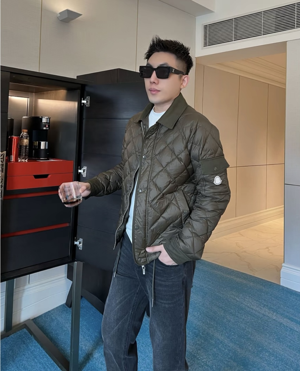 【秀标玛雅】秋冬90白鸭绒格纹翻领百搭双色老钱羽绒服夹克外套