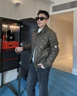 【秀标玛雅】秋冬90白鸭绒格纹翻领百搭双色老钱羽绒服夹克外套