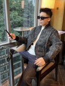 小香风夹克 编织撞色短款 棒球领男士 秋季 休闲夹克外套上衣9143