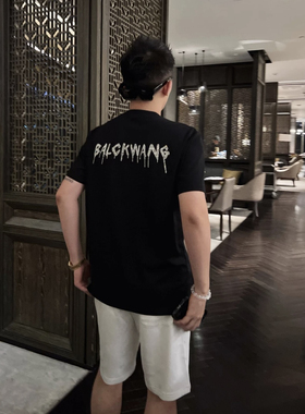 【Black桑蚕丝】100支薄款弹力冰感闪钻男士休闲圆领短袖T恤K360