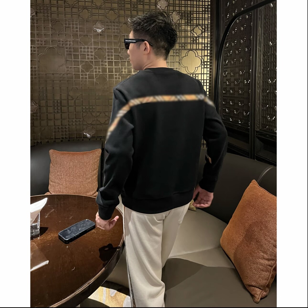 线条卫衣男士新款休闲装冬加厚绒格纹老钱圆领套头长袖上衣,男装,时尚套装,淘宝优惠券,粉丝福利购,淘宝优惠卷