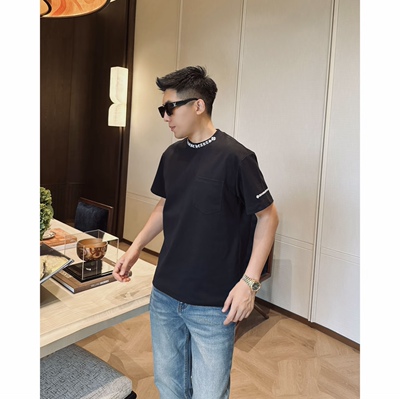 领口字母26春液氨棉立体手臂印花情侣短袖T恤高级感男装半袖8216