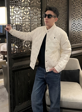 小马菱格棉服冬季夹棉棒球领外套保暖高级外套男士新款夹克上衣