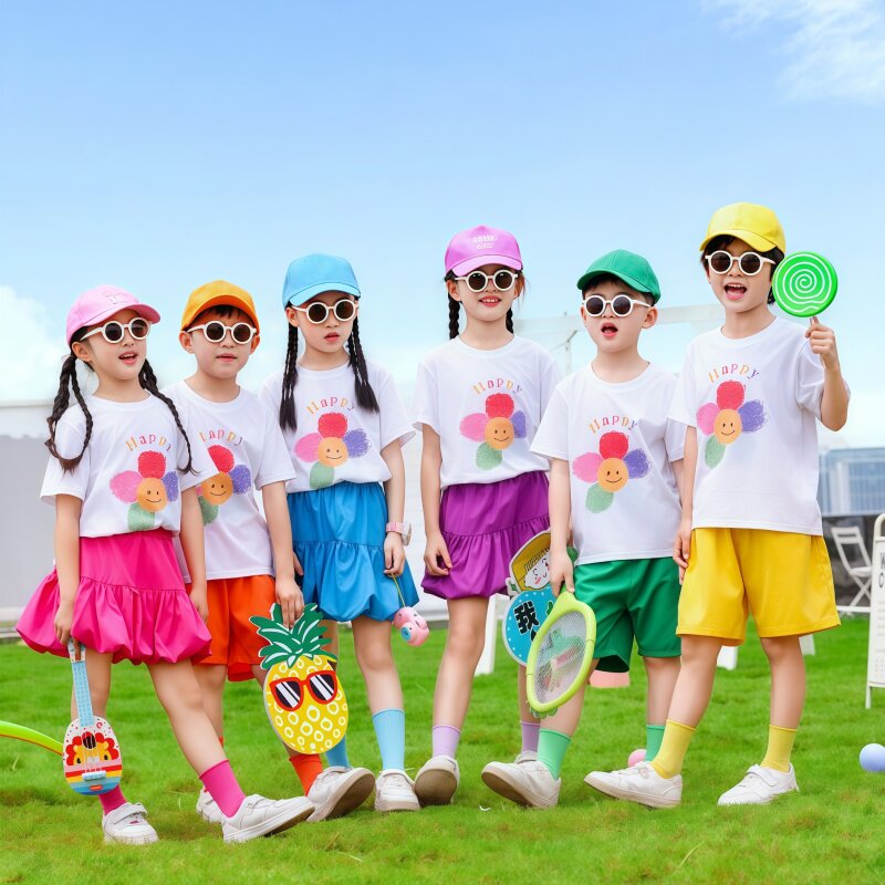 六一儿童节演出服男女通用可爱风糖果色啦啦队表演服小学生幼儿园