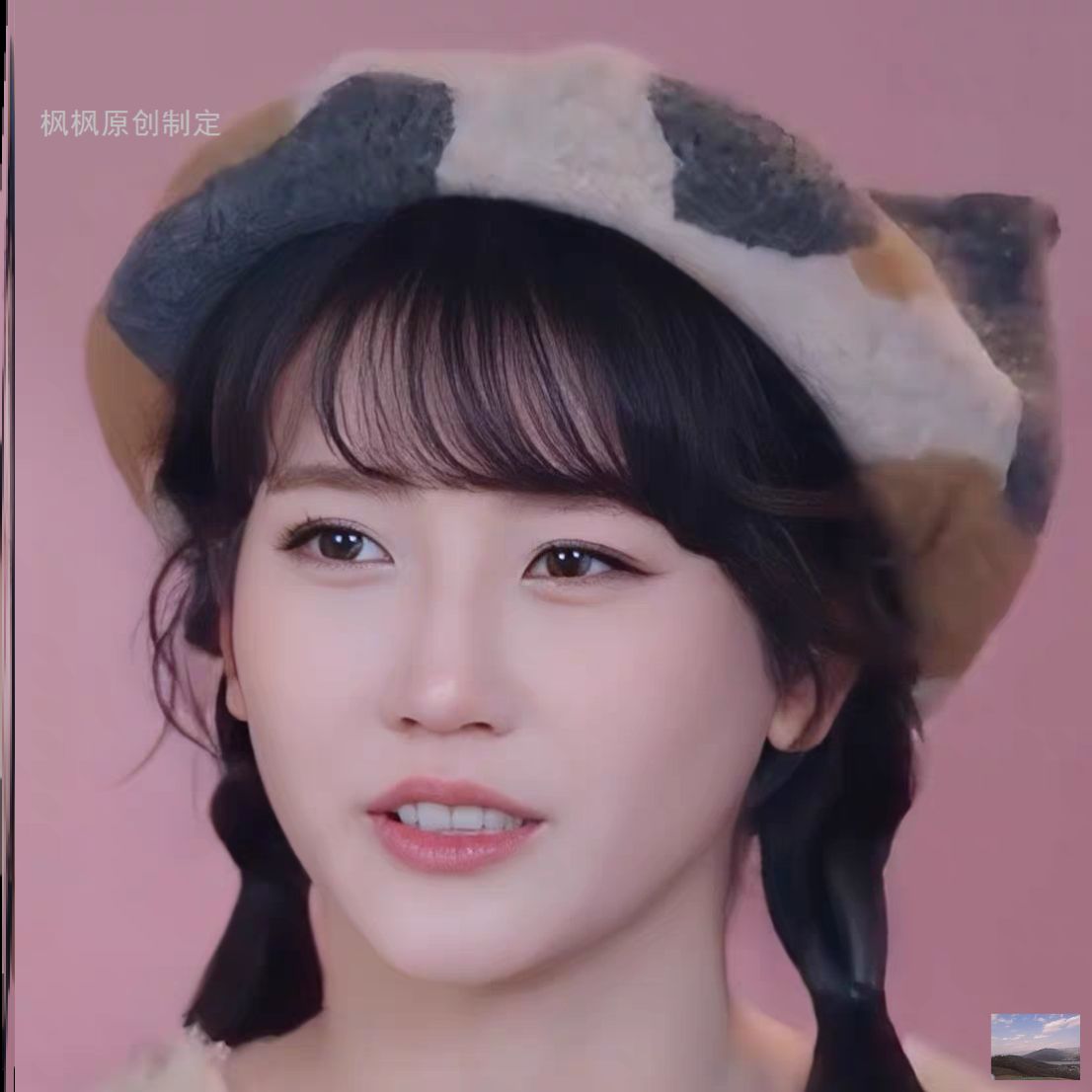有你的恋歌朱主爱同款帽子秋冬季甜美蓓蕾帽潮猫耳朵毛呢贝雷帽