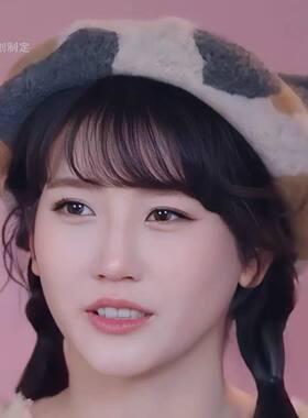 有你的恋歌朱主爱同款帽子秋冬季甜美蓓蕾帽潮猫耳朵毛呢贝雷帽