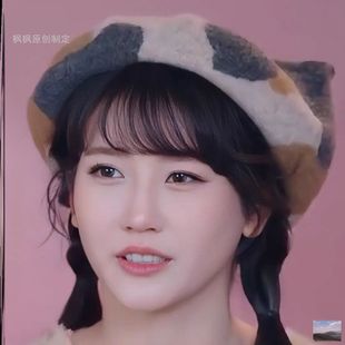 有你的恋歌朱主爱同款帽子秋冬季甜美蓓蕾帽潮猫耳朵毛呢贝雷帽