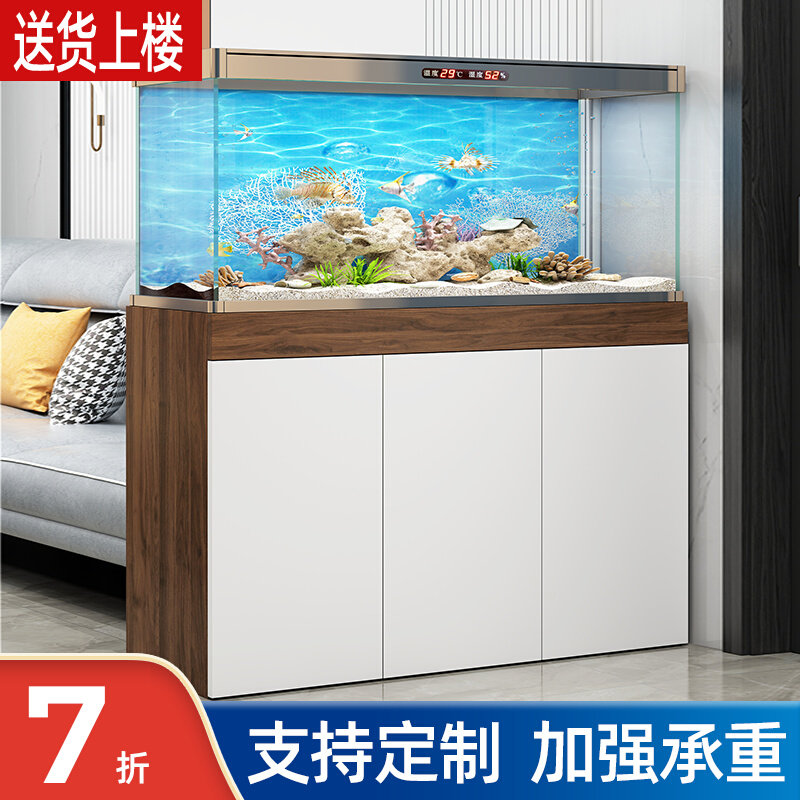 鱼缸底柜轻奢客厅中小型鱼缸柜隔断柜可定制水族箱柜子鱼缸底座