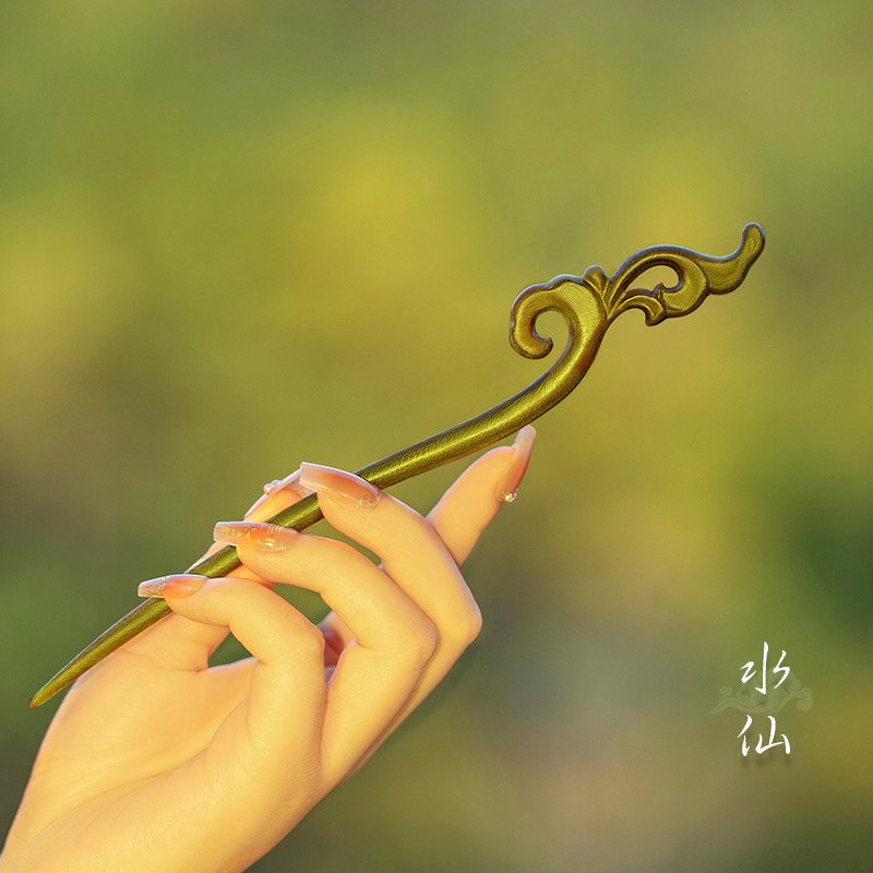 发簪绿檀木国风简约新中式