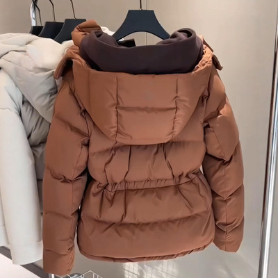 棕色连帽羽绒棉服面包服女独特超好看冬装保暖短款轻薄棉袄厚外套