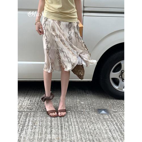 44AaSi 缪斯美人 高级蛇纹不规则2025春季网纱半裙