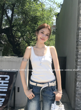 44AaSi 慵懒浪漫 百搭基础蕾丝拼接吊带背心修身内搭外穿打底