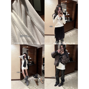 冬季 女内搭打底衫 暖炉磨毛打底白t 短基础圆领长袖 长 44AaSi