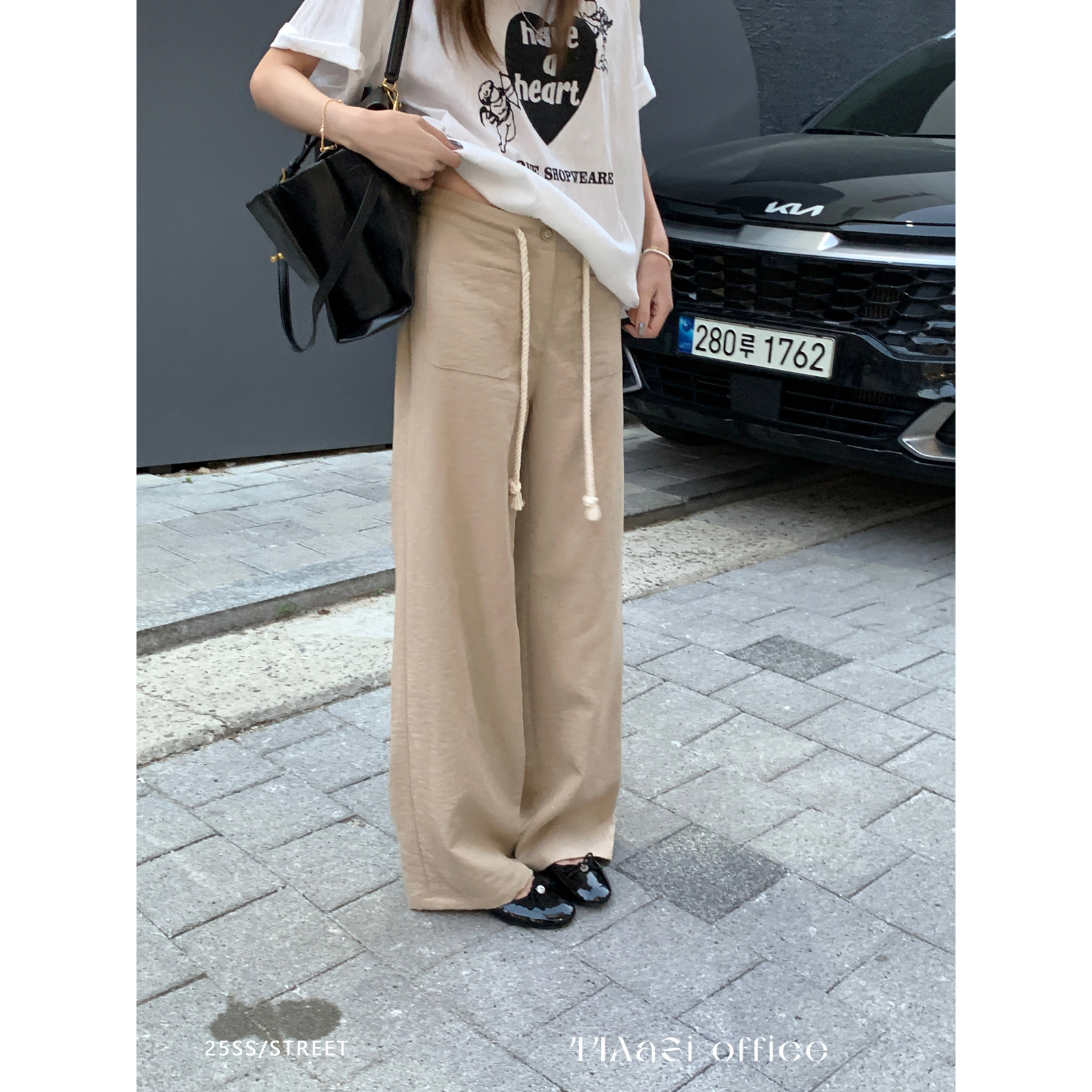 44AaSi 棉麻老钱 肌理感修身直筒松弛感夏季轻薄麻绳休闲裤