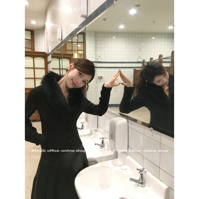 44AaSi 你好美嘉 真毛毛领修身气质显瘦收腰正肩短西装外套上衣