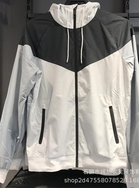 红色跑步外套春秋薄青少年宽松外套男士风衣夹克连帽休闲