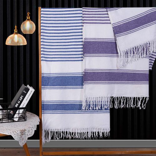 Wide And Narrow Striped Tassel Bath Towel Simple Beach Shawl