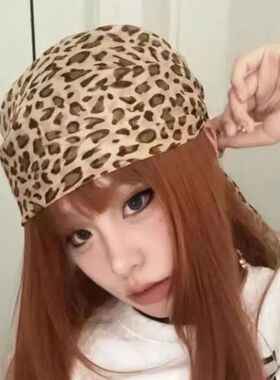 Retro Leopard Print Square Scarf for Women Satin Thin Edge S