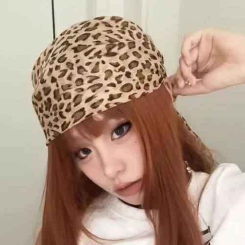 Retro Leopard Print Square Scarf for Women Satin Thin Edge S