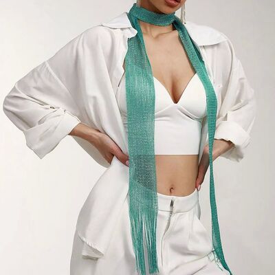 Fashion Nightclub Sunscreen Shawl Bright Silk Gold Silver Sh