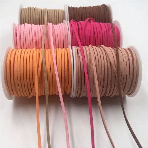 5yards 2.6MM Flat Faux Suede Braided Cord Leather Korean Vel