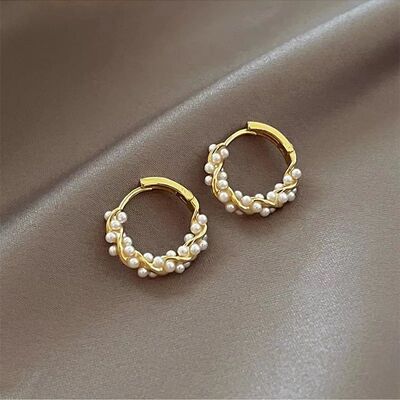 2024 Korean New Simple Temperament Circle Pearl Earrings Fas