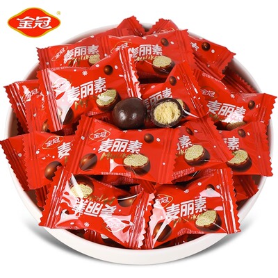 金冠麦丽素牛奶夹心巧克力豆结婚喜糖休闲招待零食散装（代可可脂